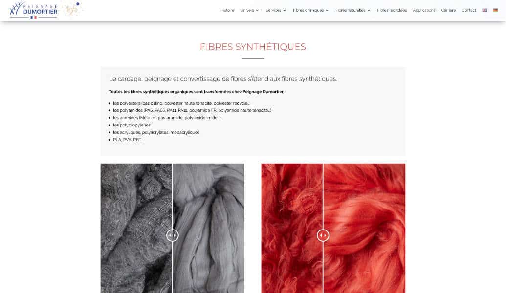 création site internet vitrine société Peignage Dumortier